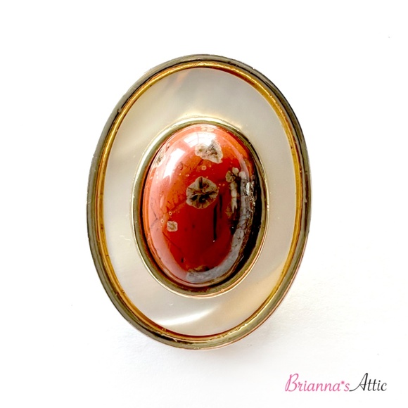 Vintage Oval shape Natural red stone designer earring - Picture 7 of 10